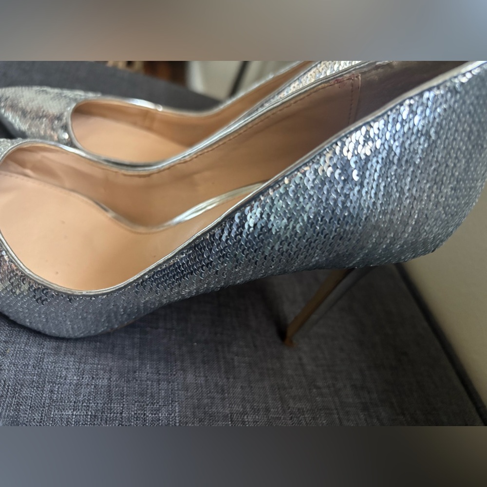 Elegant Silver Sequin Pumps bride shoes